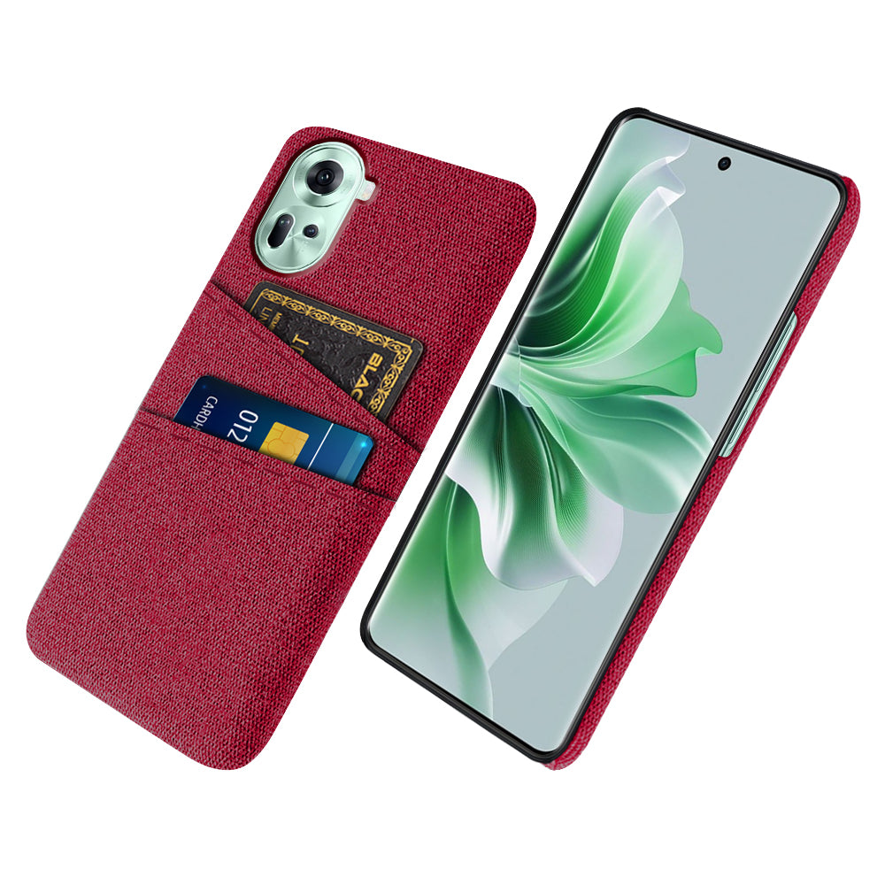 Back Cover for Oppo Reno11 5G (Global) Dual Card Holder Cloth Texture Hard PC Cell Phone Case Back Cover for Oppo Reno11 5G (Global) Dual Card Holder Cloth Texture Hard PC Cell Phone Case